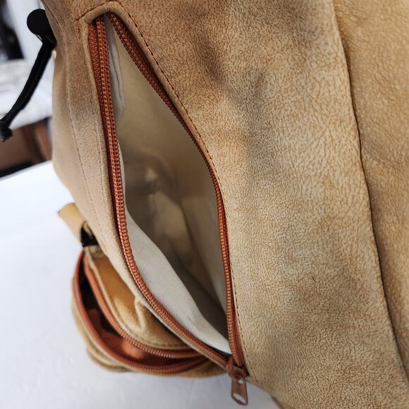 UNKNOWN Tan Supple Leather Adjustable Sling Shoulder Bag Western Womens FLAWED - Picture 8 of 12